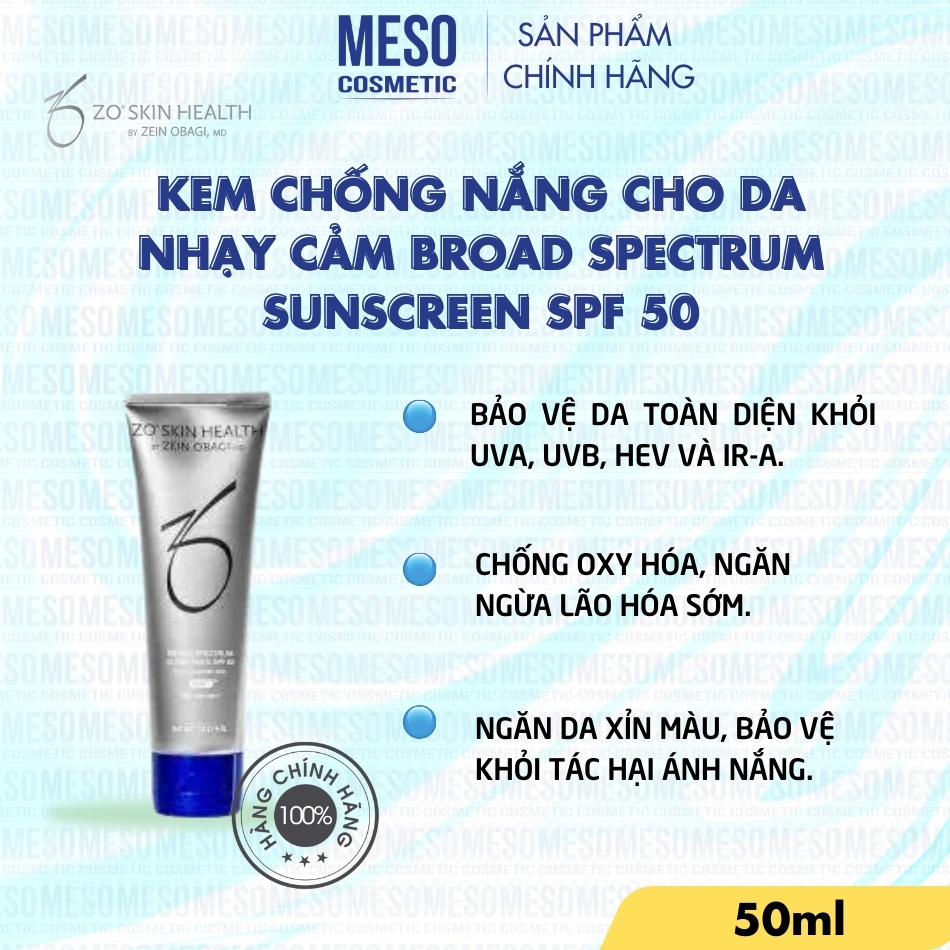 Kem chống nắng cho da nhạy cảm Zo Skin Heath BROAD SPECTRUM SUNSCREEN SPF 50